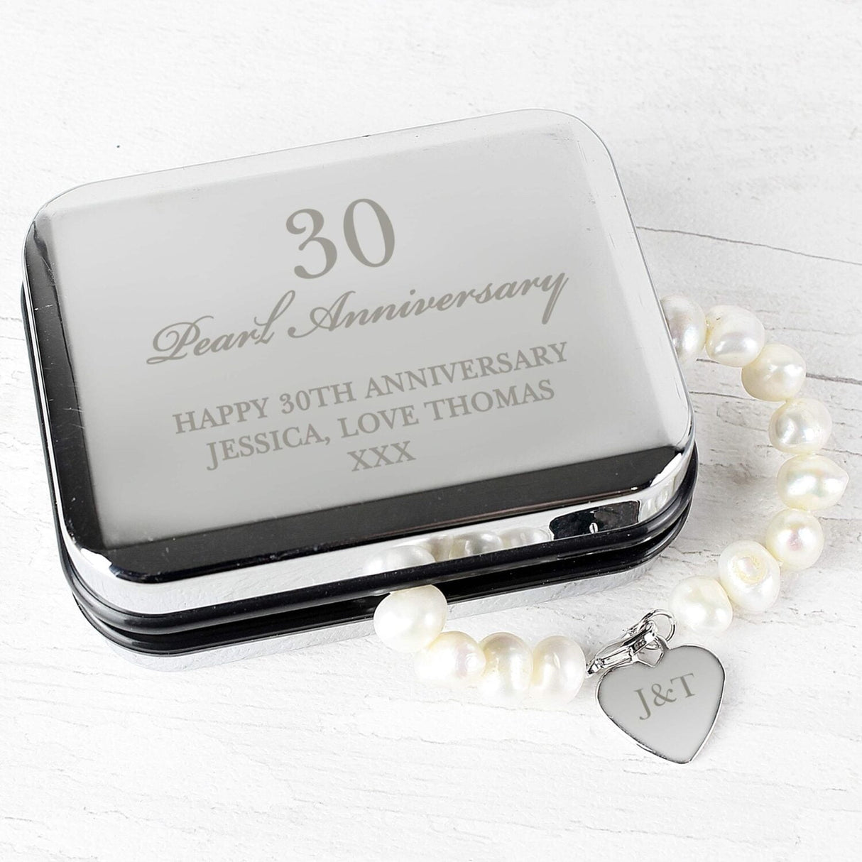 Personalised Anniversary Silver Box and Pearl Bracelet: 3 - Bracelets By Gift Moments