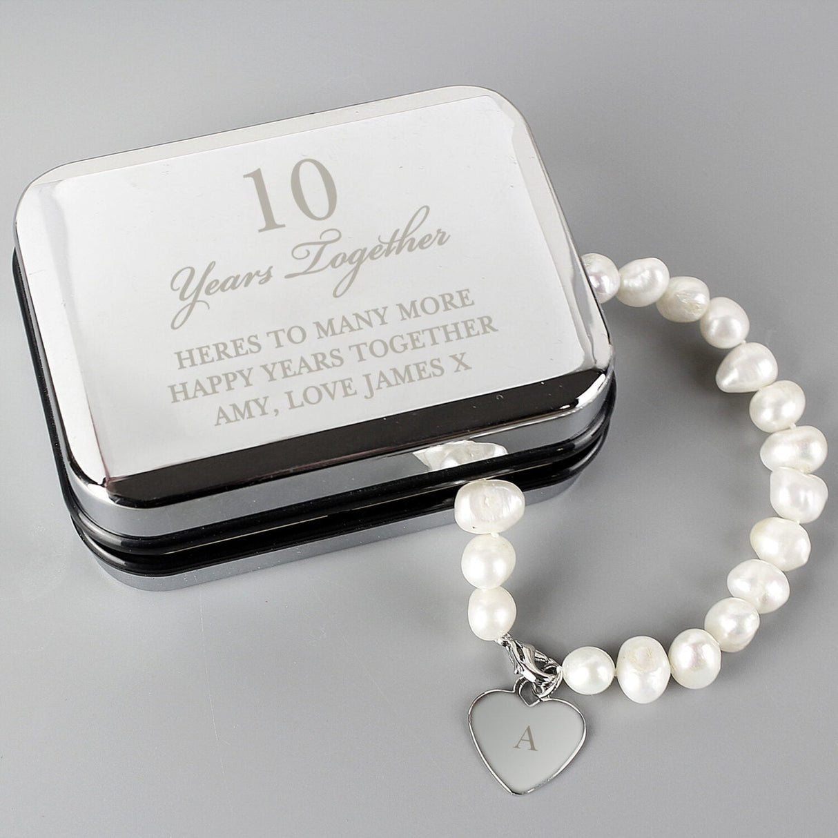 Personalised Anniversary Silver Box and Pearl Bracelet: 2 - Bracelets By Gift Moments