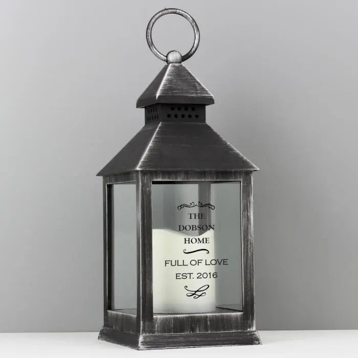 Personalised Antique Scroll Rustic Black Lantern: 4 - LED Lighting By Gift Moments