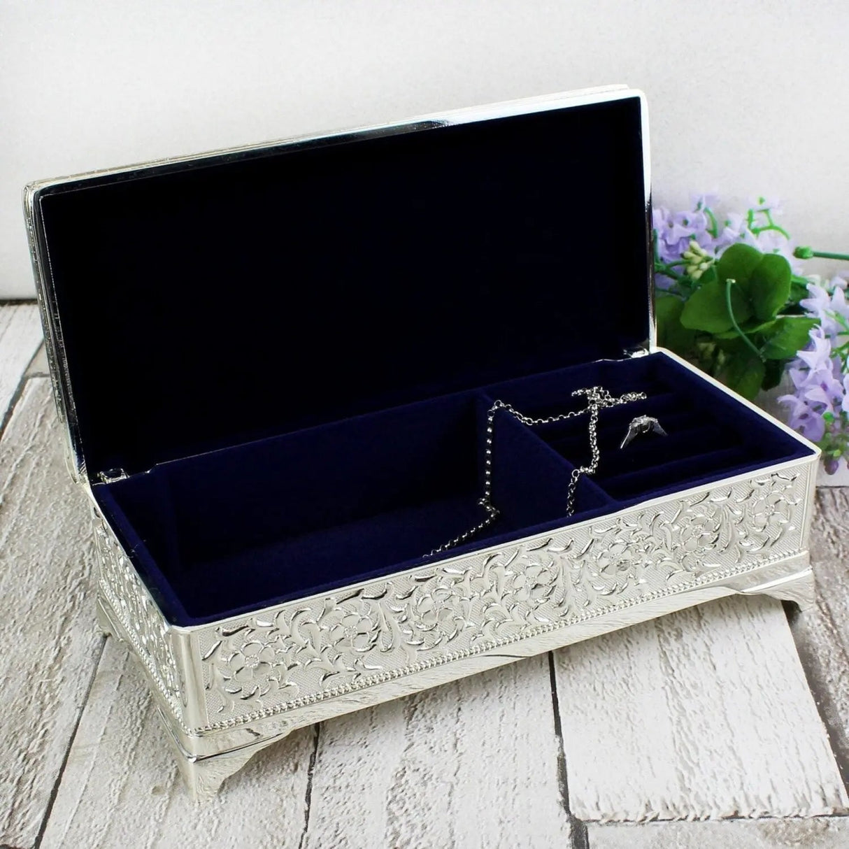 Personalised Antique Silver Plated Jewellery Box: 4 - Jewellery Boxes By Gift Moments