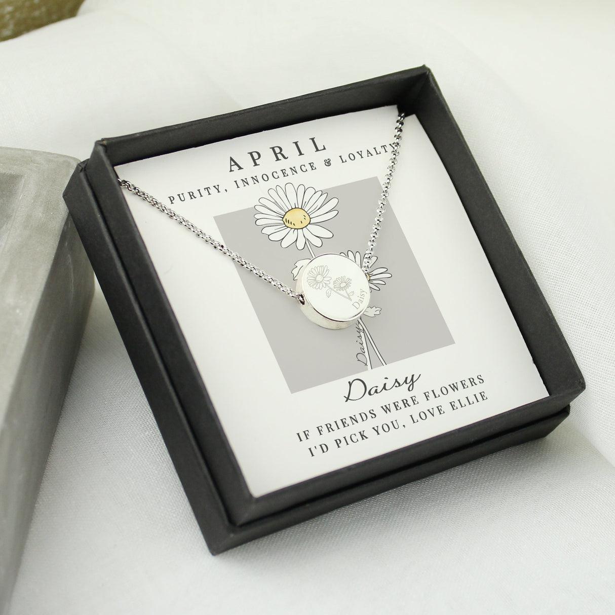 Personalised April Birth Flower Necklace and Box: 3 - Necklaces By Gift Moments