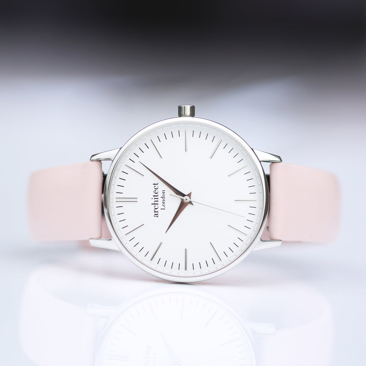 Personalised Architect Blanc Watch Silver Light Pink Strap - Shop Watches At Gift Moments - 4