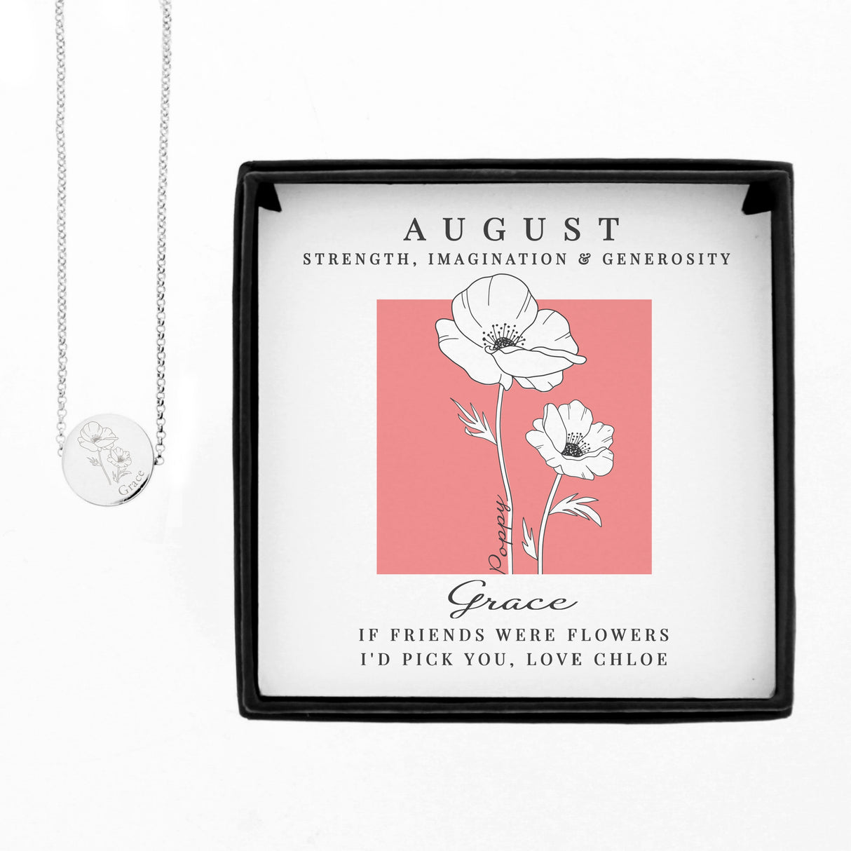 Personalised August Birth Flower Necklace and Box - Shop Necklaces At Gift Moments - 5