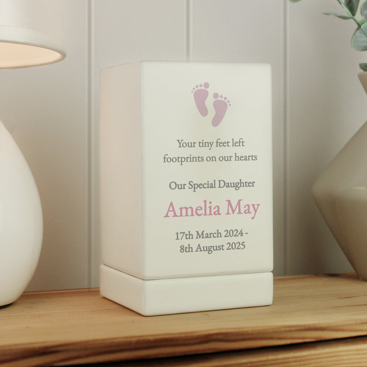 Personalised Baby Girl Small Wooden Urn: 1 - Urns By Gift Moments