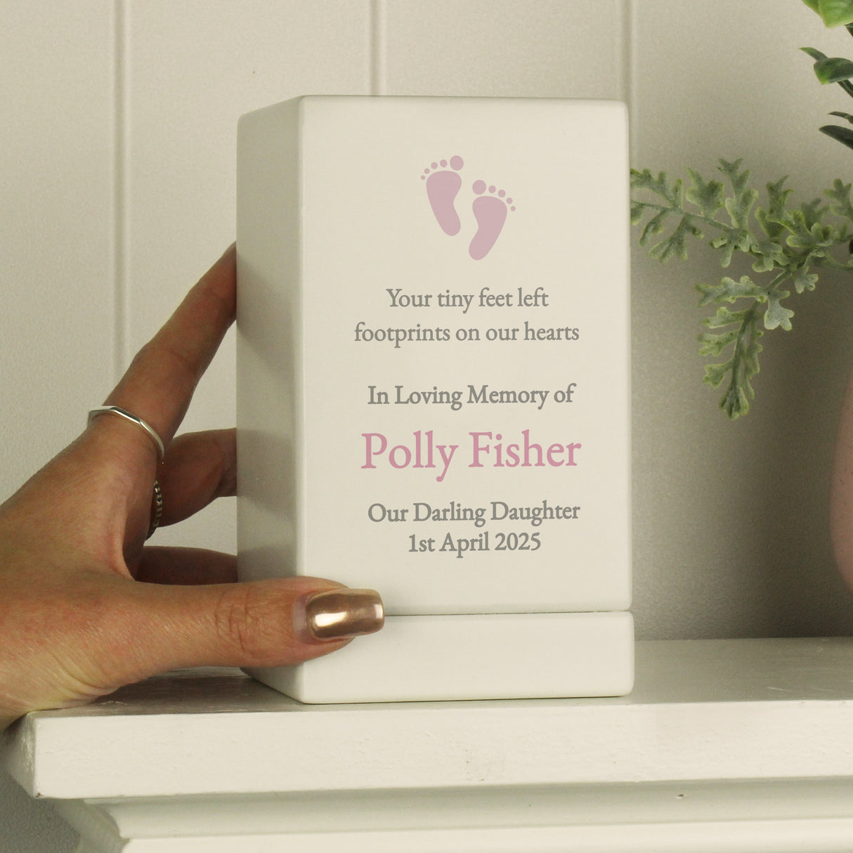 Personalised Baby Girl Small Wooden Urn: 4 - Urns By Gift Moments