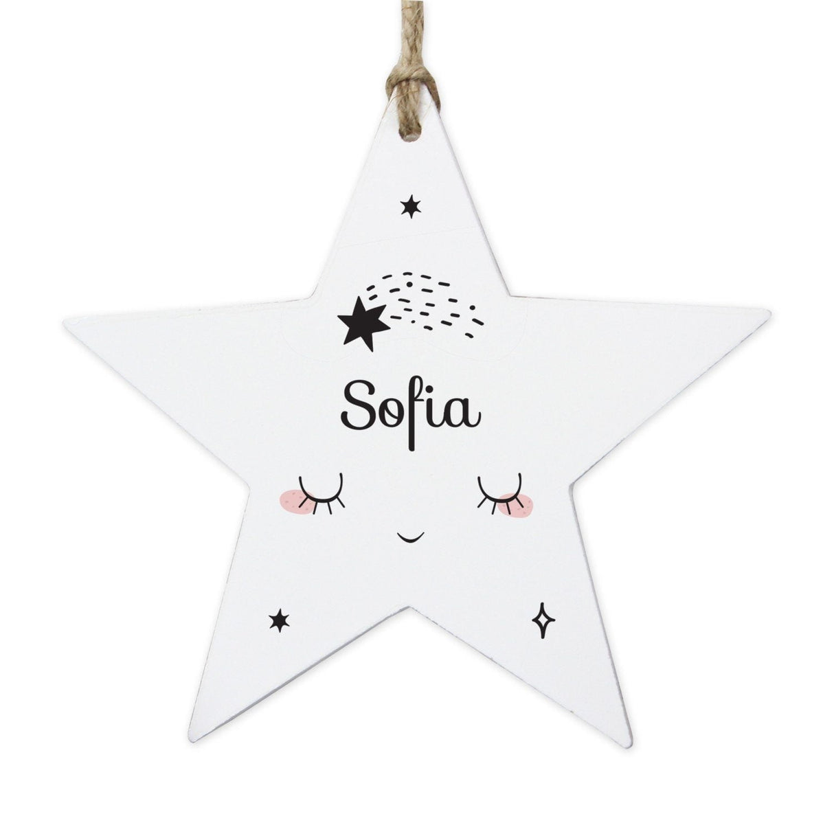 Personalised Baby Moon Wooden Star Decoration: 3 - Decorations By Gift Moments
