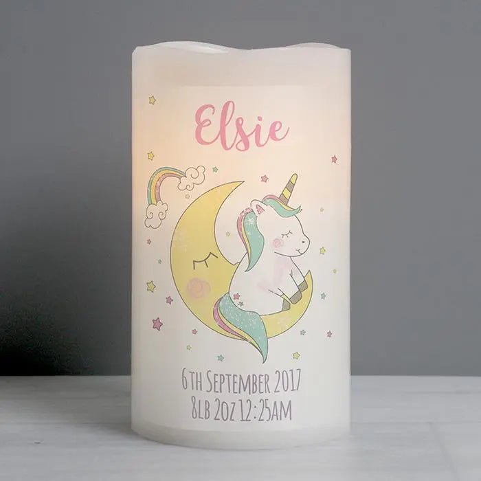 Personalised Baby Unicorn Nightlight LED Candle: 3 - LED Lighting By Gift Moments