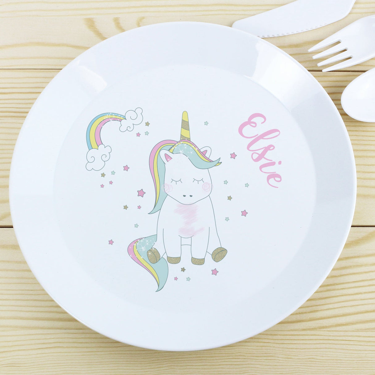 Personalised Baby Unicorn Plastic Plate: 2 - Tableware By Gift Moments