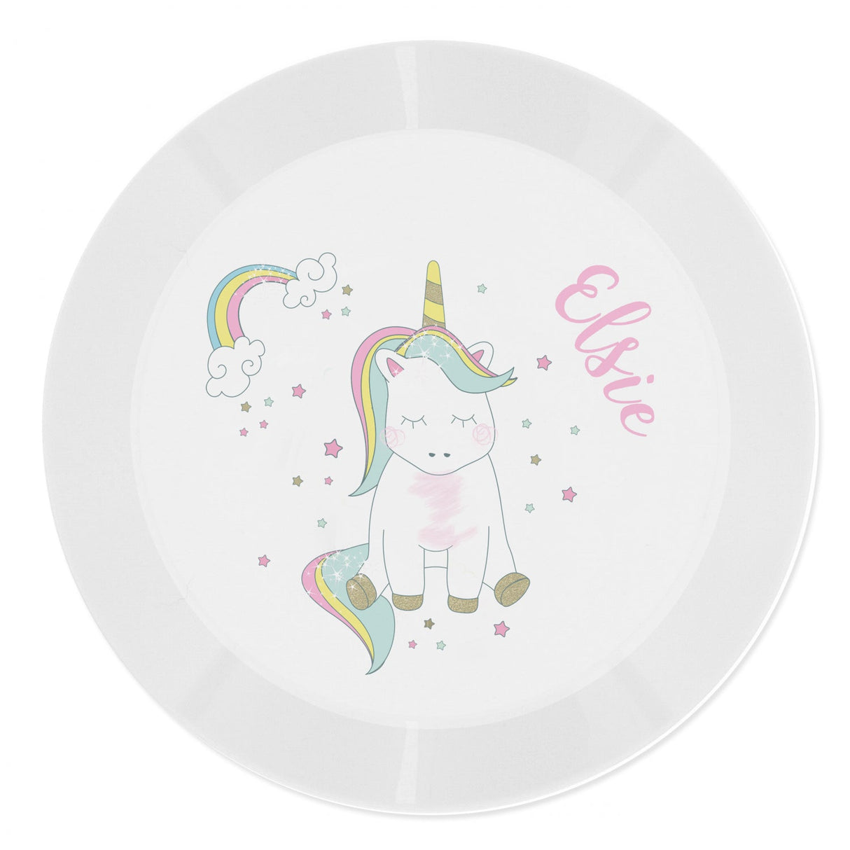 Personalised Baby Unicorn Plastic Plate: 3 - Tableware By Gift Moments