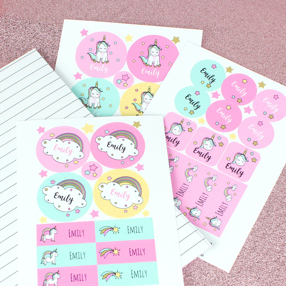 Personalised Baby Unicorn Sticker Set: 6 - Stickers By Gift Moments