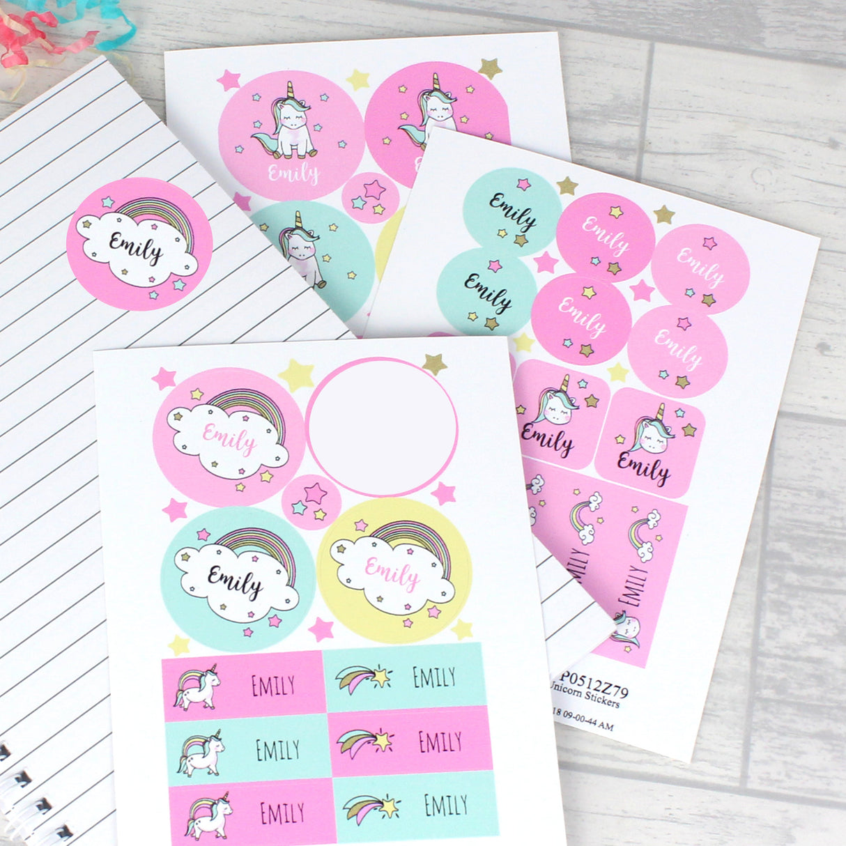 Personalised Baby Unicorn Sticker Set: 4 - Stickers By Gift Moments