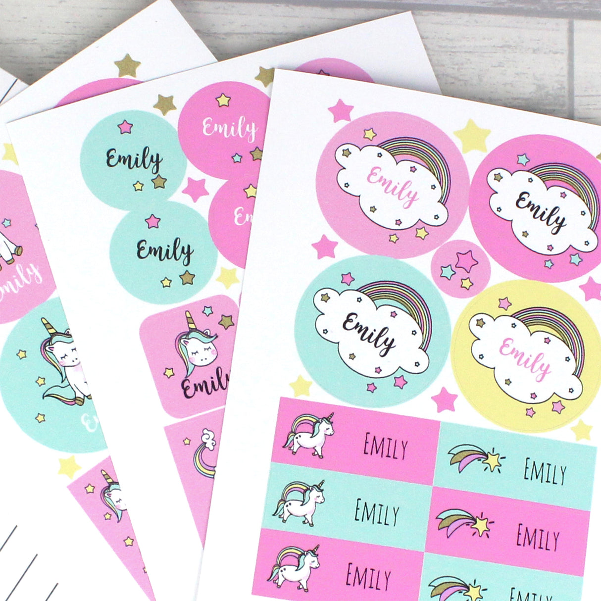 Personalised Baby Unicorn Sticker Set: 2 - Stickers By Gift Moments