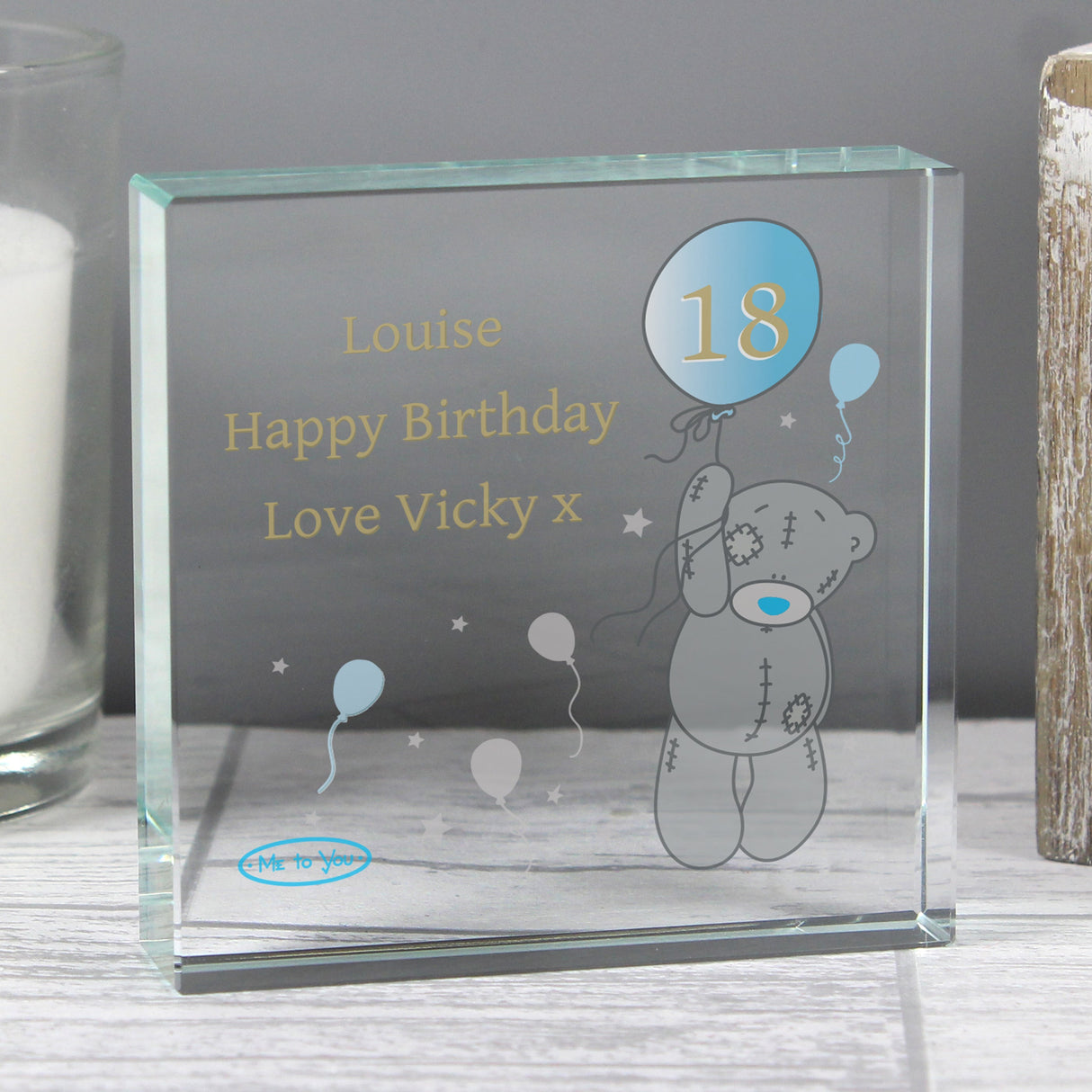Personalised Me To You Balloon Crystal Token - Shop Crystal Tokens At Gift Moments - 1