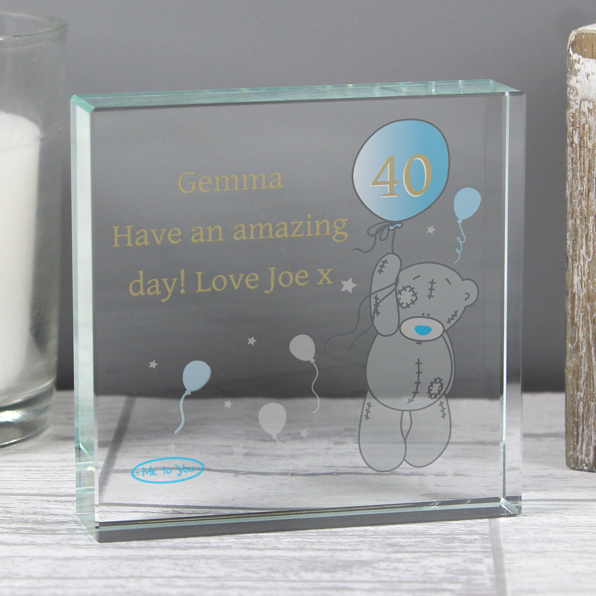 Personalised Me To You Balloon Crystal Token - Shop Crystal Tokens At Gift Moments - 2