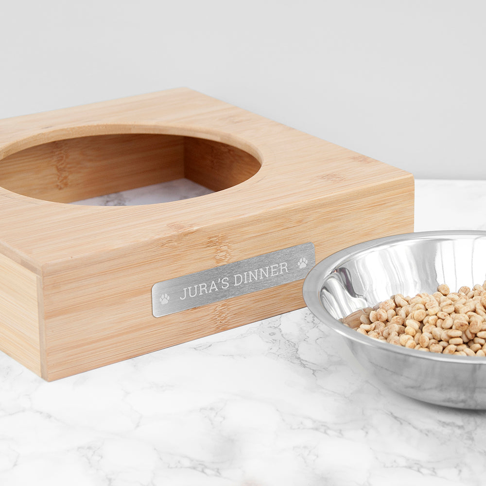 Personalised Bamboo Dog Bowl with Metal Tag: 3 - Pet Products By Gift Moments