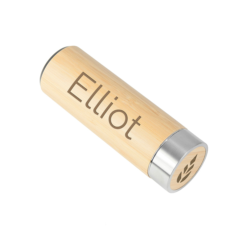 Personalised Bamboo Thermos Flask with Tea Strainer 360ml: 7 - Travel Mugs By Gift Moments