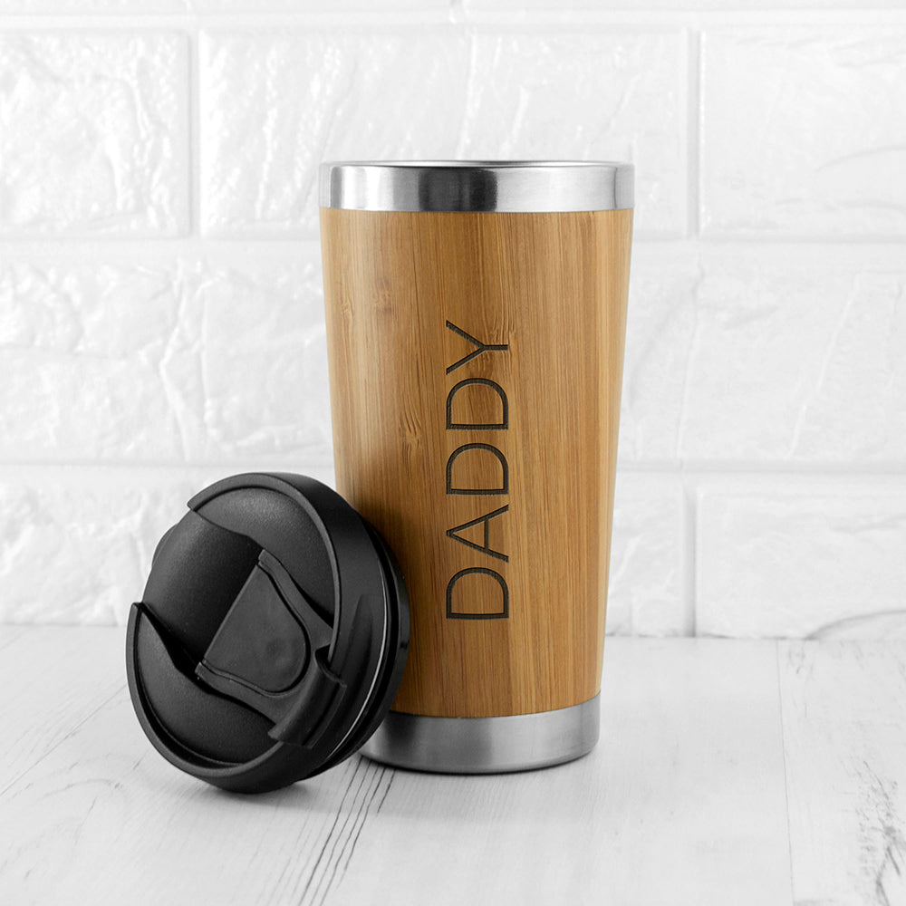 Personalised Bamboo Travel Mug: 3 - Travel Mugs By Gift Moments