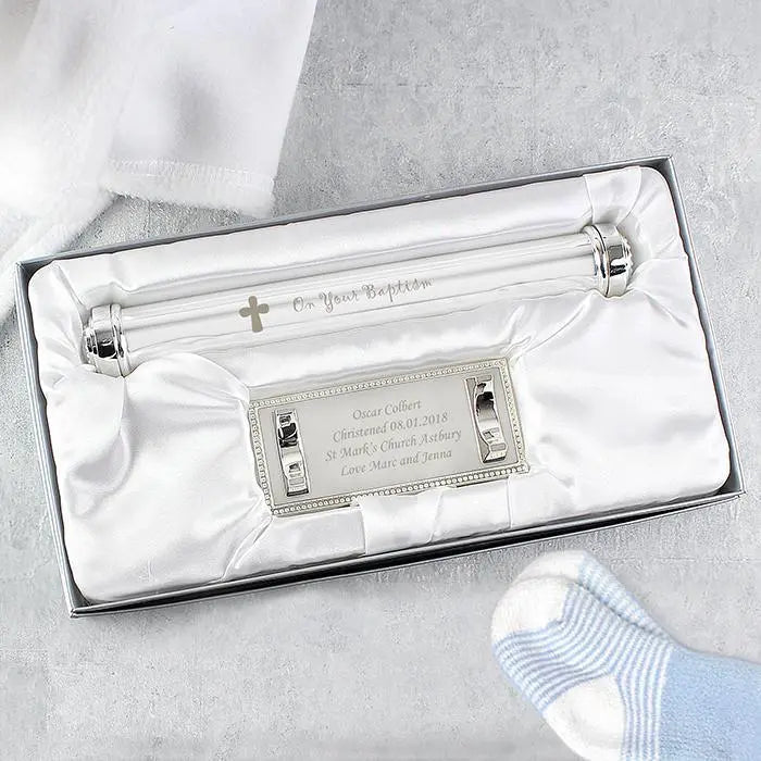 Personalised Baptism Silver Plated Certificate Holder - Shop Certificate Holders At Gift Moments - 1