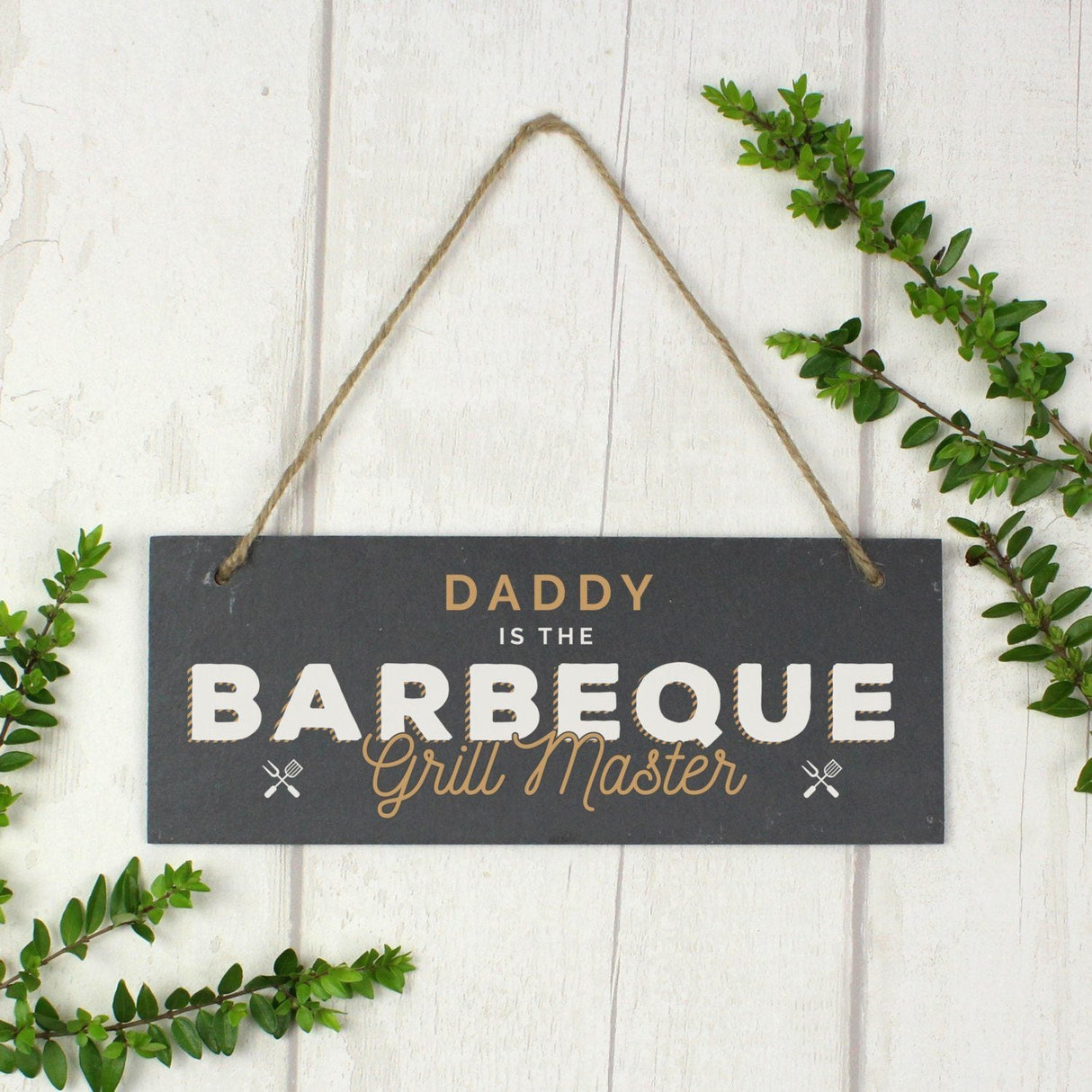 Personalised ’Barbeque Grill Master’ Printed Hanging Slate Plaque: 2 - Signs & Plaques By Gift Moments