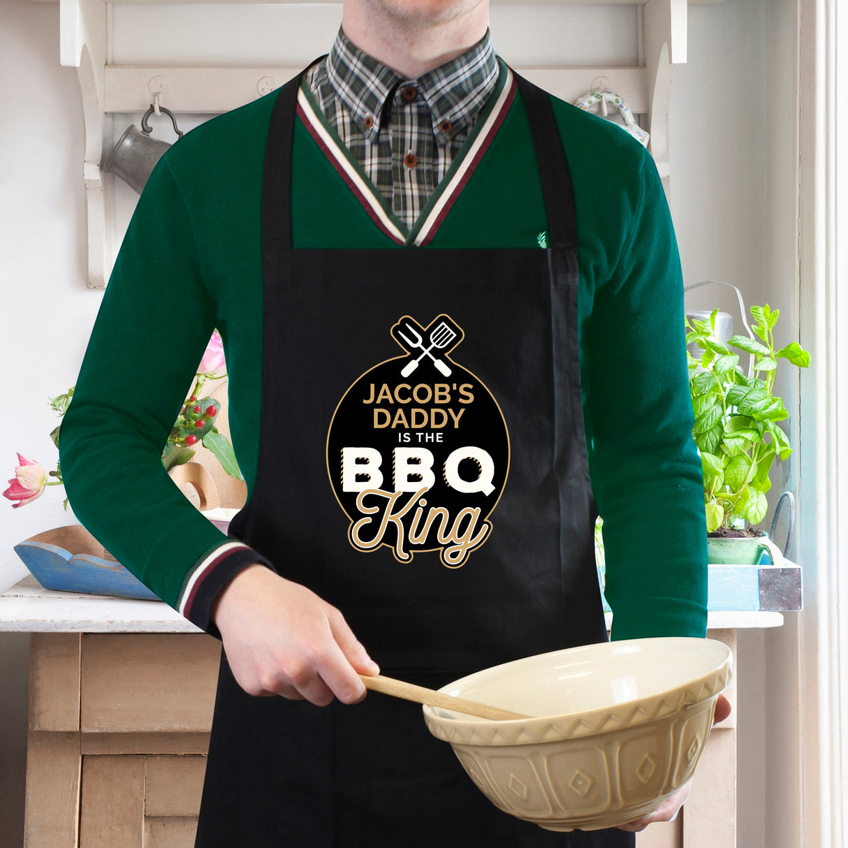 Personalised BBQ King Black Apron: 3 - Aprons By Gift Moments