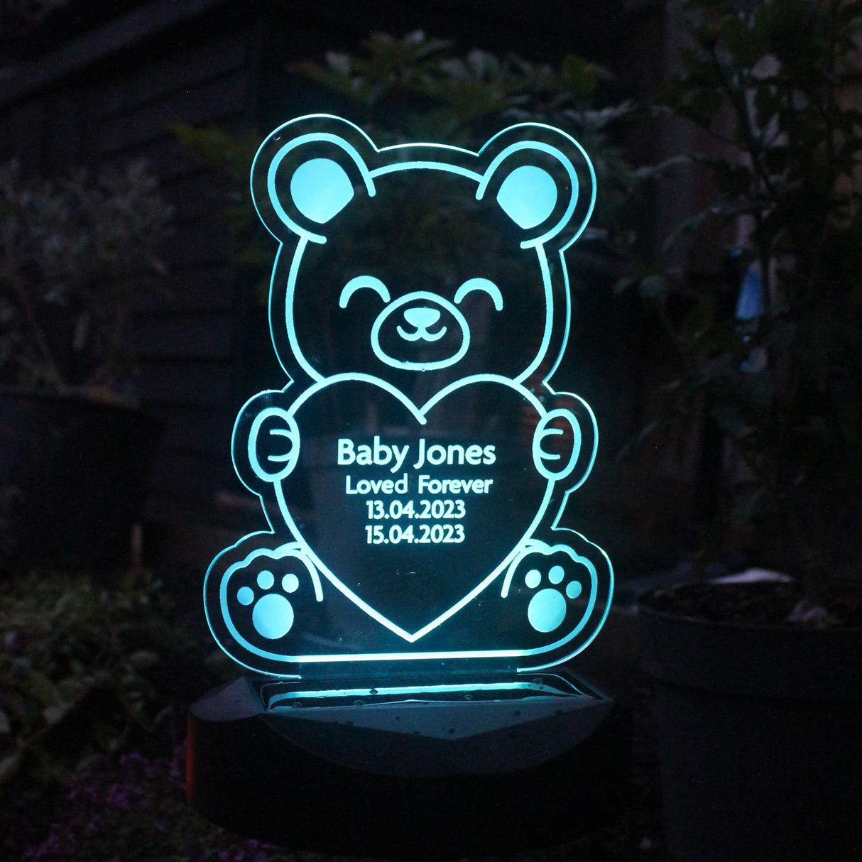 Personalised Bear Memorial Outdoor Solar Light: 3 - Solar Lights By Gift Moments