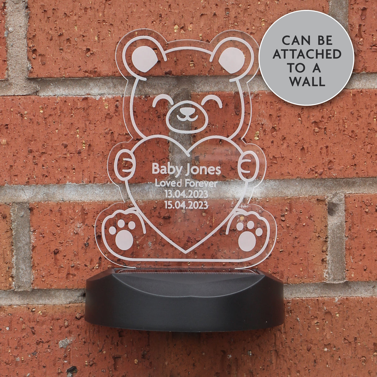 Personalised Bear Memorial Outdoor Solar Light: 6 - Solar Lights By Gift Moments