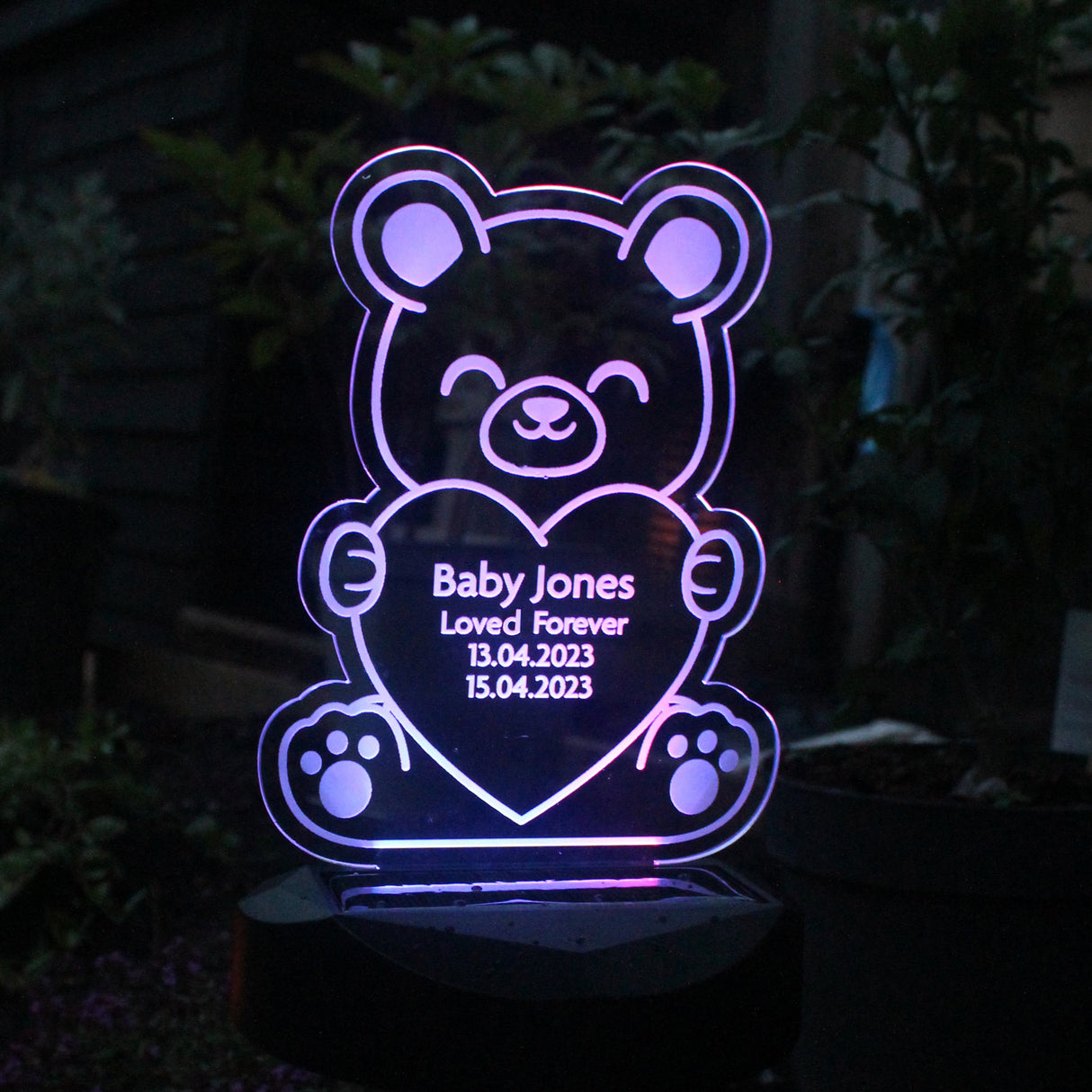 Personalised Bear Memorial Outdoor Solar Light: 4 - Solar Lights By Gift Moments
