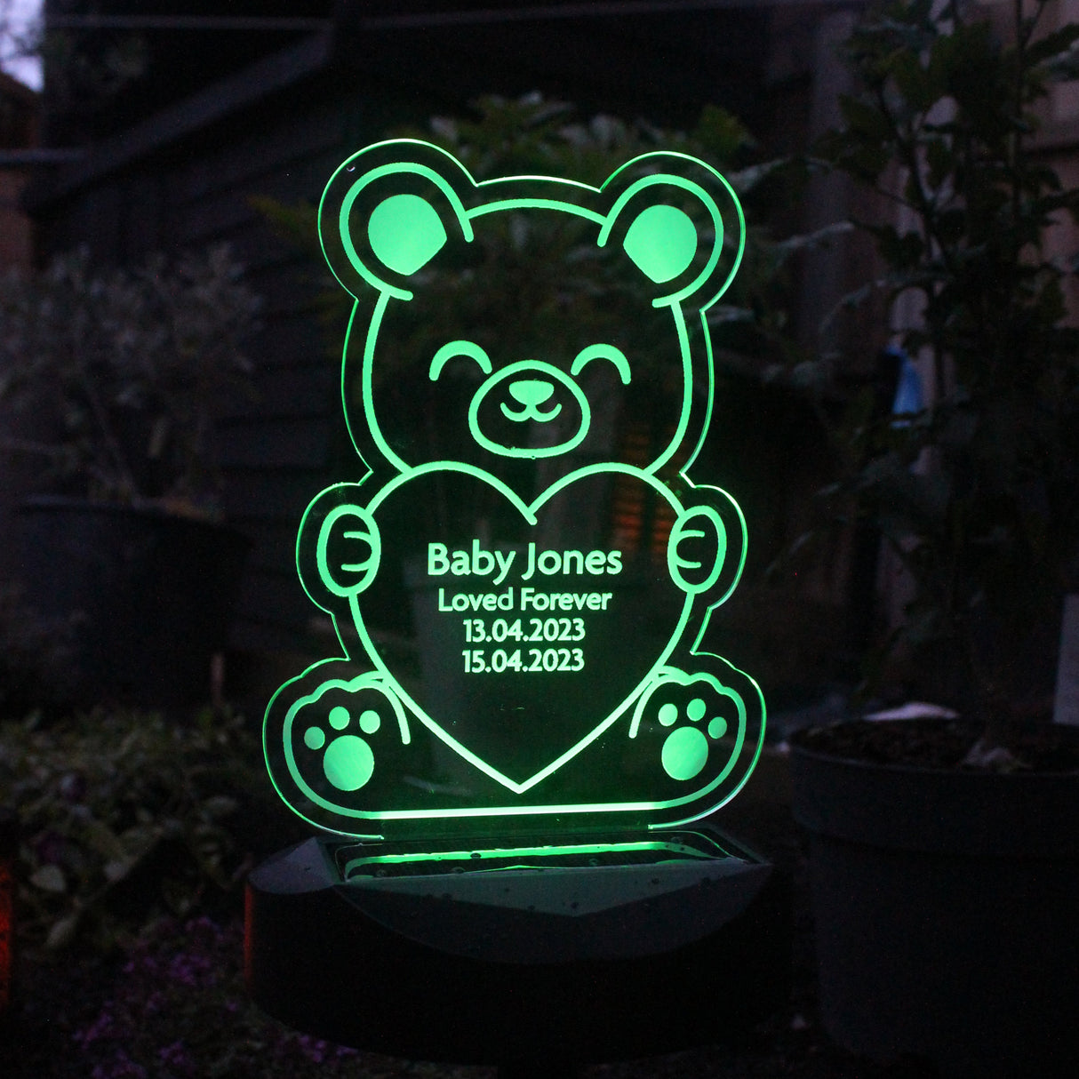 Personalised Bear Memorial Outdoor Solar Light: 2 - Solar Lights By Gift Moments