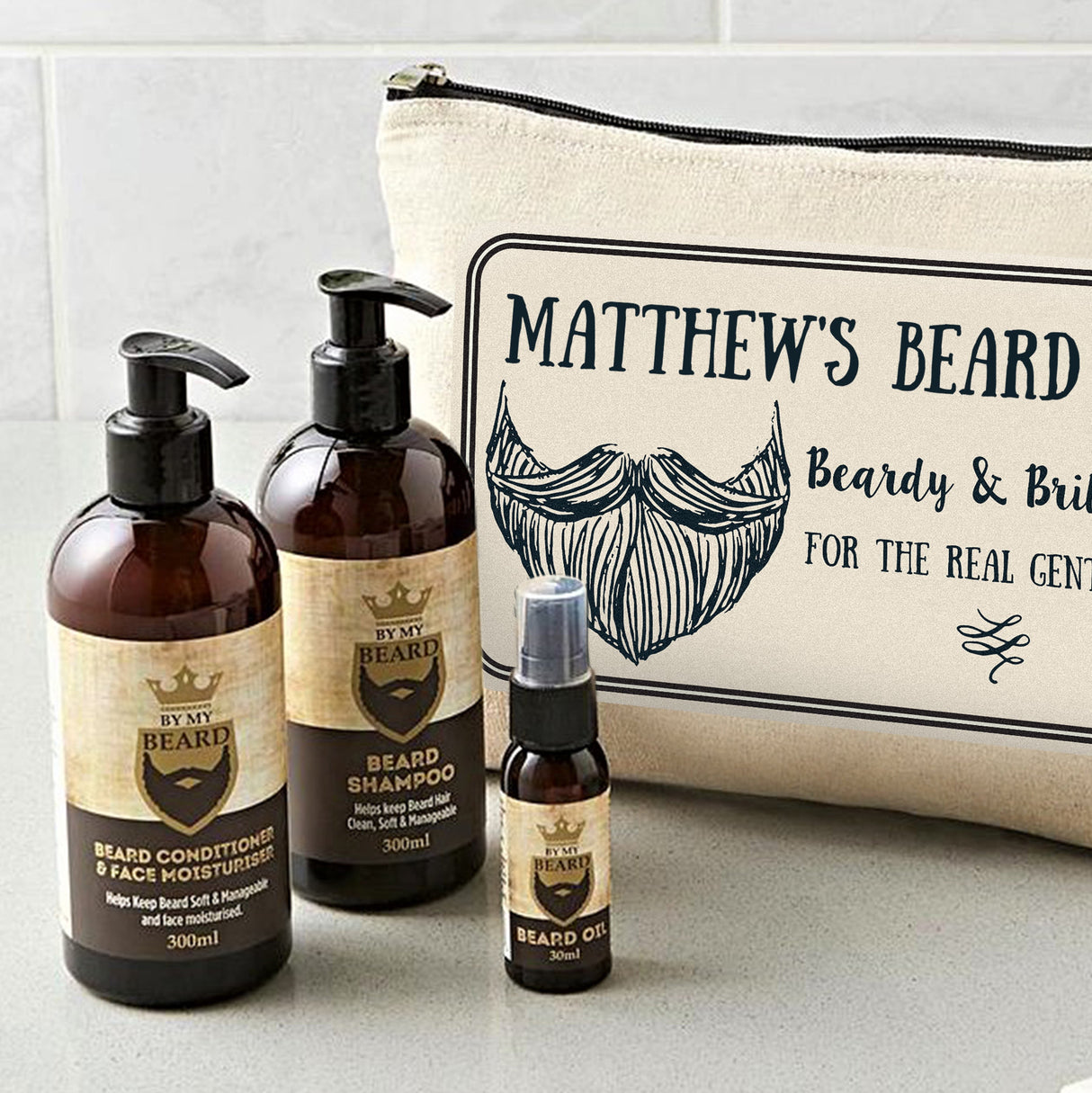 Personalised Beardy & Brilliant Beard Kit: 4 - Toiletry & Makeup Bags By Gift Moments