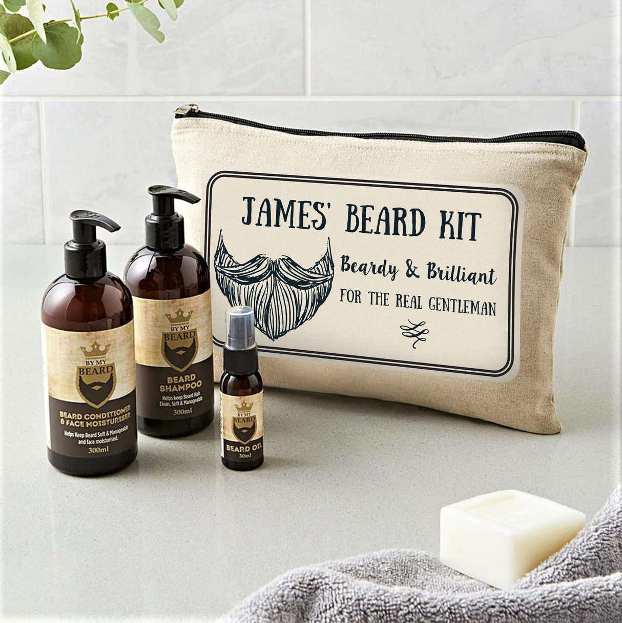 Personalised Beardy & Brilliant Beard Kit: 1 - Toiletry & Makeup Bags By Gift Moments