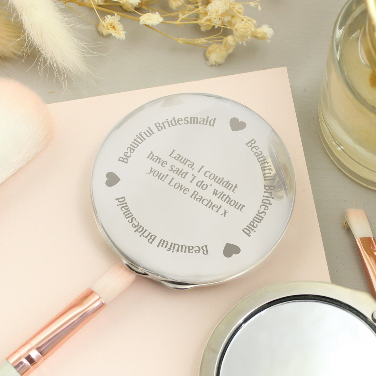 Personalised Beautiful Bridesmaid Compact Mirror: 2 - Compact Mirrors By Gift Moments