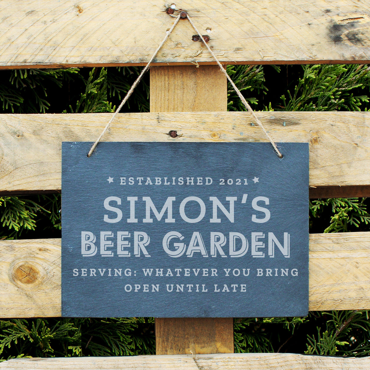 Personalised Beer Garden Hanging Large Slate Sign: 2 - Signs & Plaques By Gift Moments