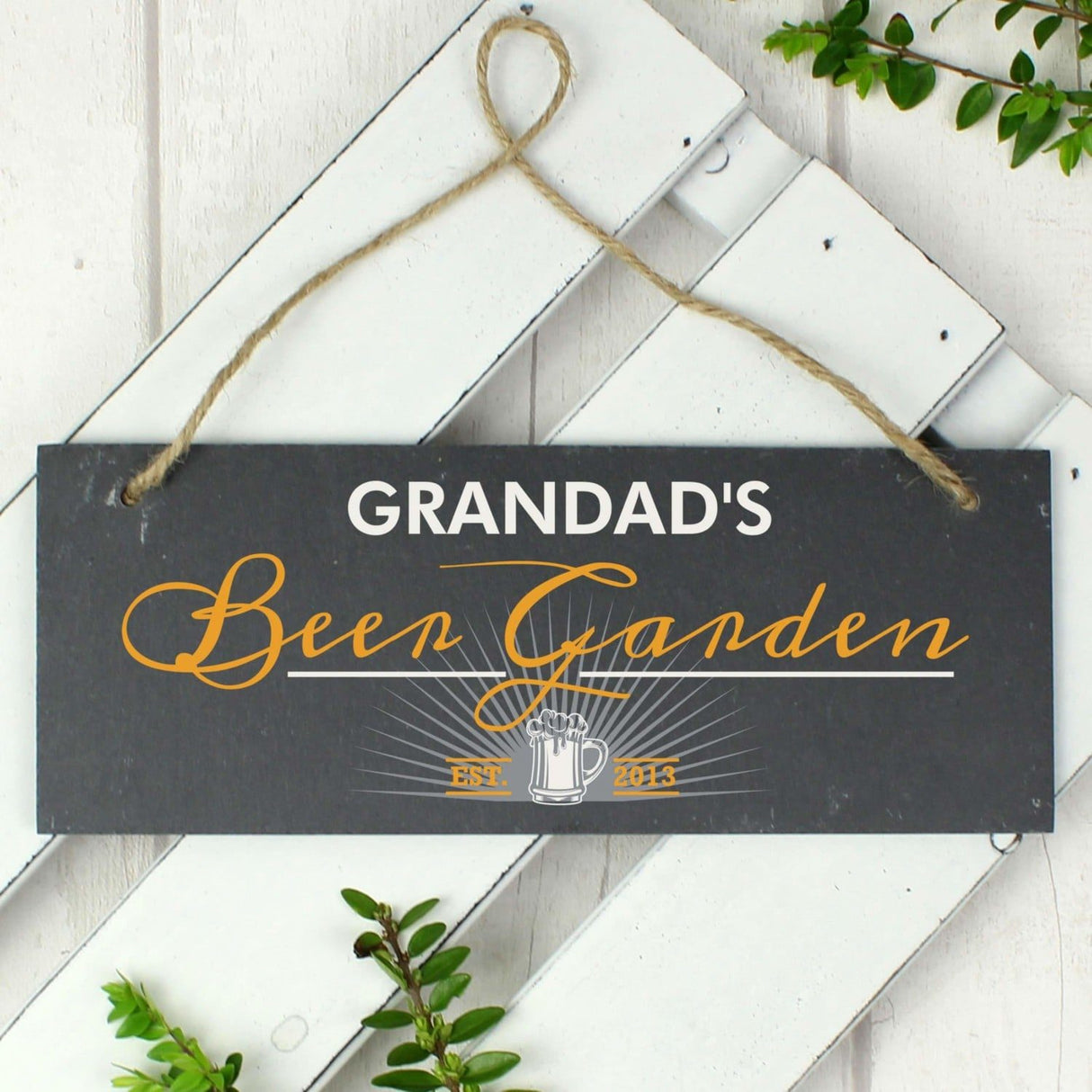 Personalised ’Beer Garden’ Printed Hanging Slate Plaque: 1 - Signs & Plaques By Gift Moments