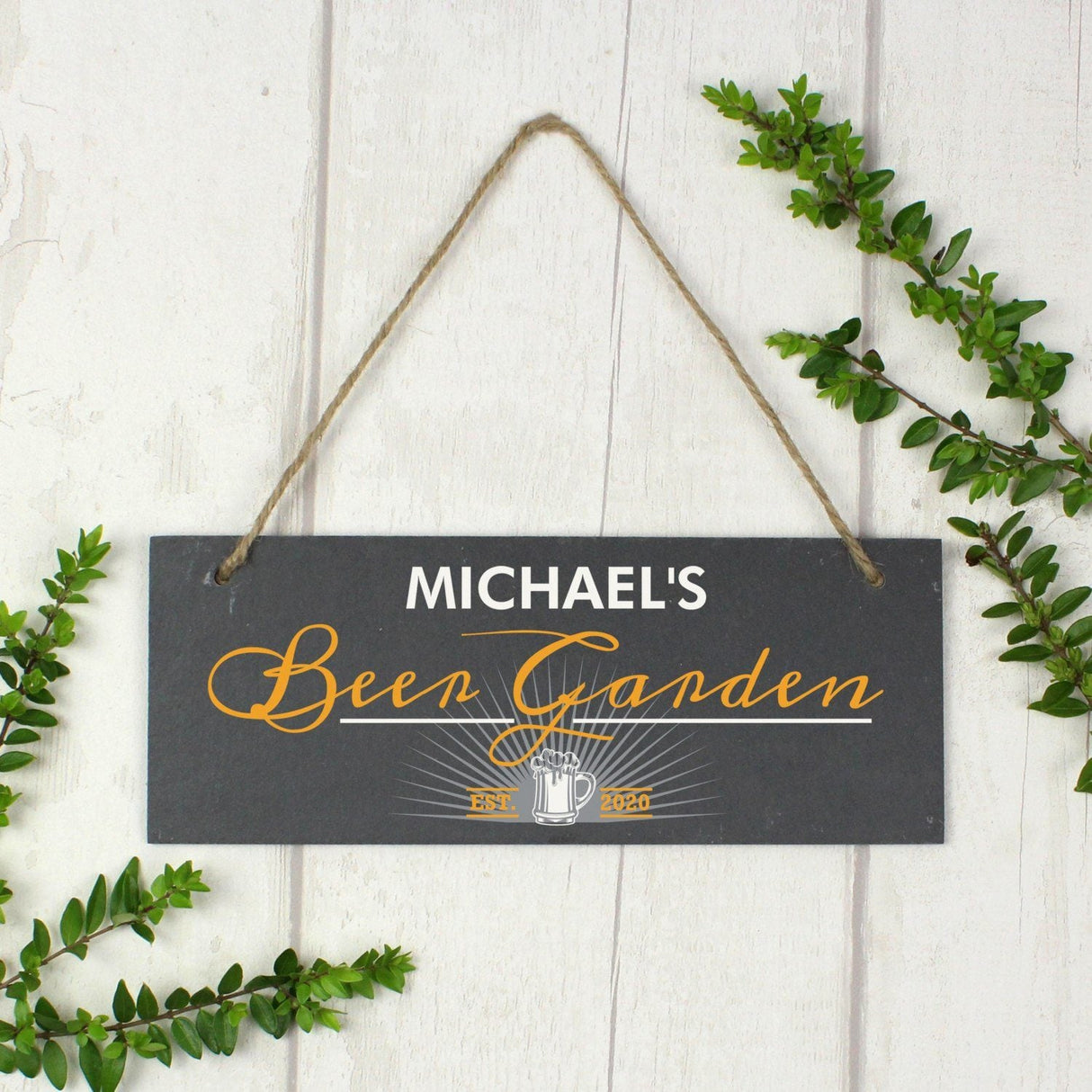 Personalised ’Beer Garden’ Printed Hanging Slate Plaque: 2 - Signs & Plaques By Gift Moments