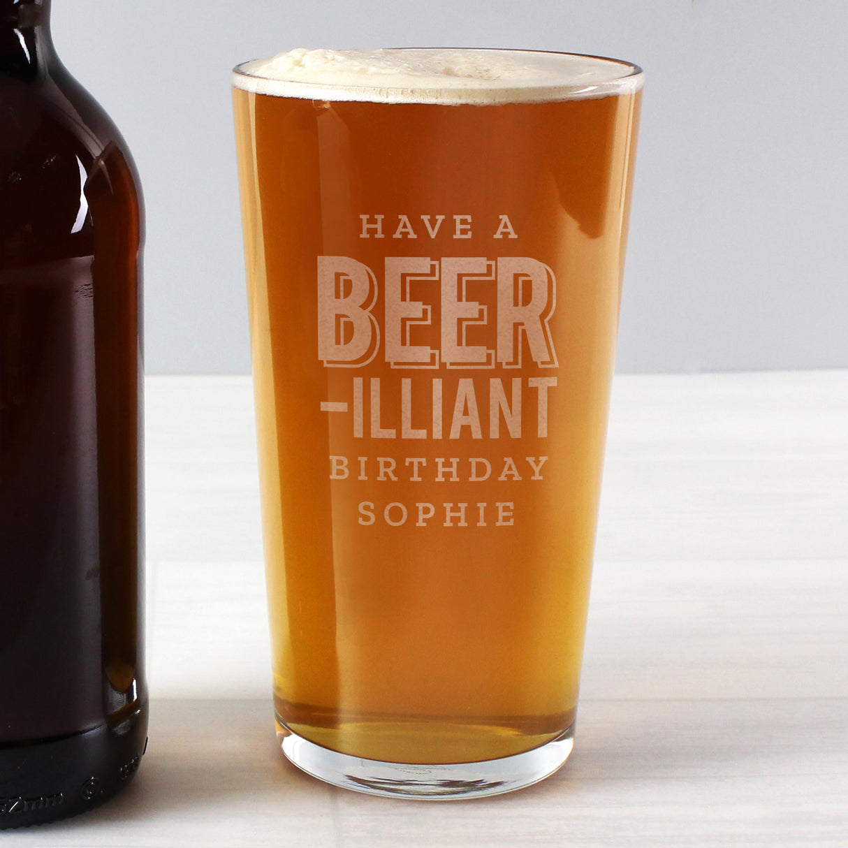 Personalised Beer-Illiant Birthday Pint Glass - Shop Beer Glasses At Gift Moments - 3