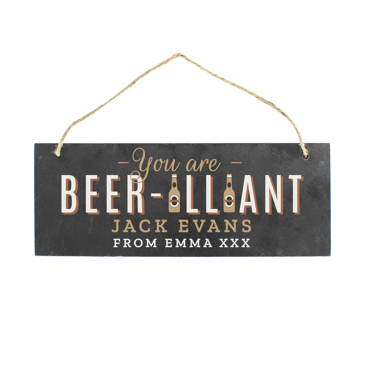 Personalised Beer-illiant Hanging Slate Plaque: 2 - Signs & Plaques By Gift Moments