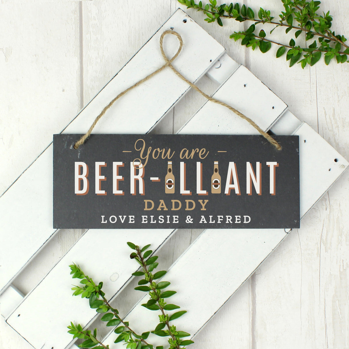 Personalised Beer-illiant Hanging Slate Plaque: 3 - Signs & Plaques By Gift Moments