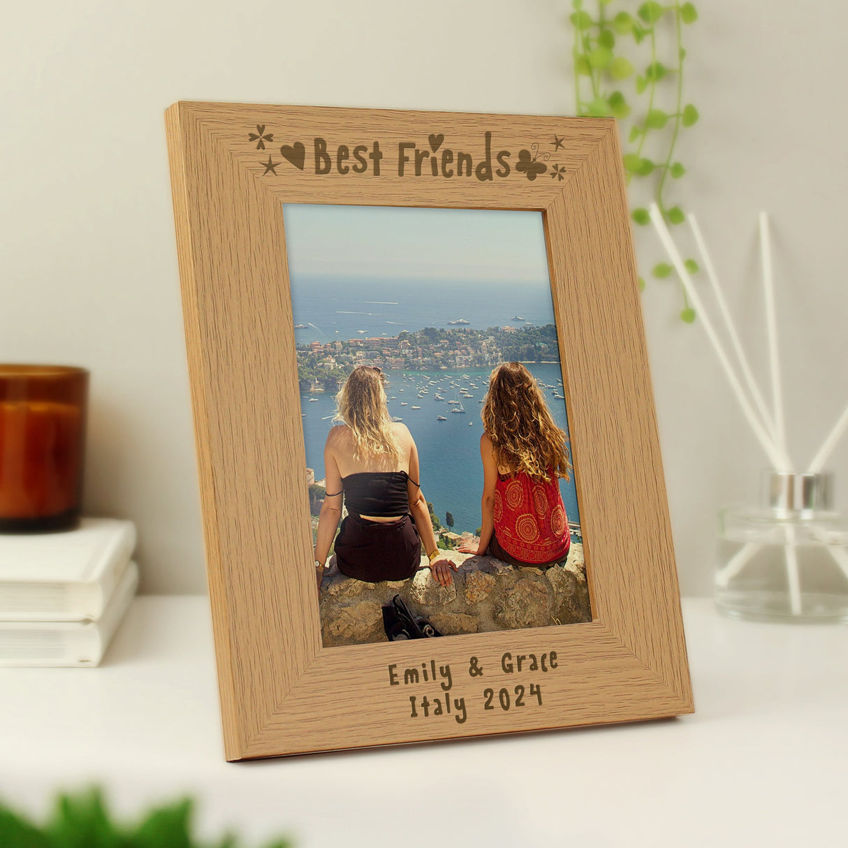 Personalised Best Friends 5x7 Oak Finish Photo Frame: 3 - Photo Frames By Gift Moments