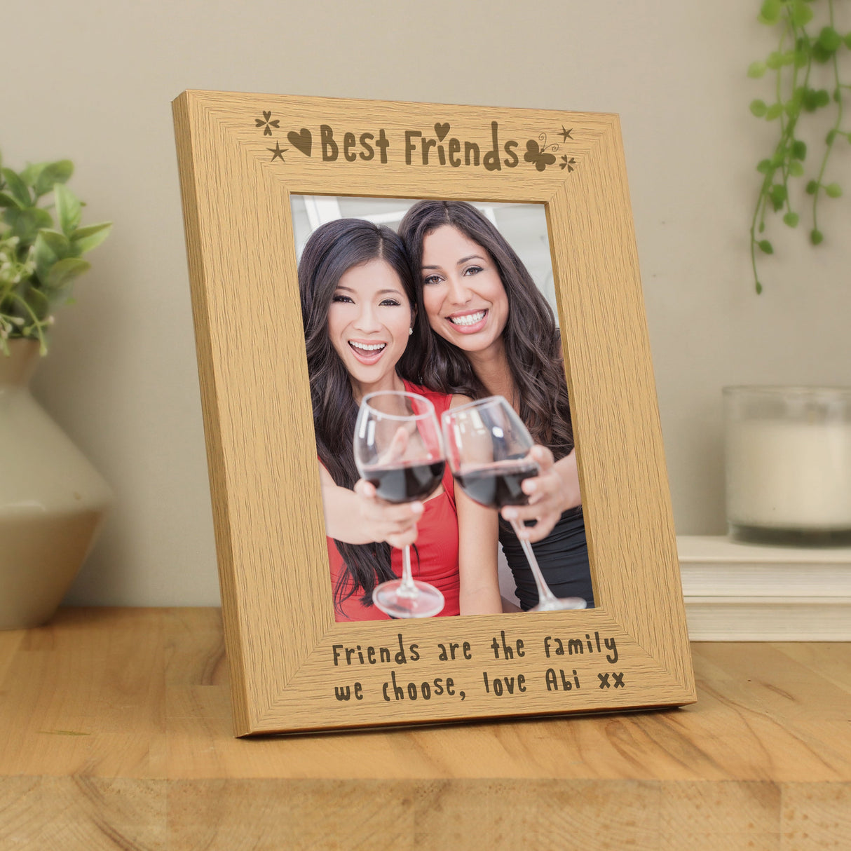 Personalised Best Friends 5x7 Oak Finish Photo Frame: 2 - Photo Frames By Gift Moments