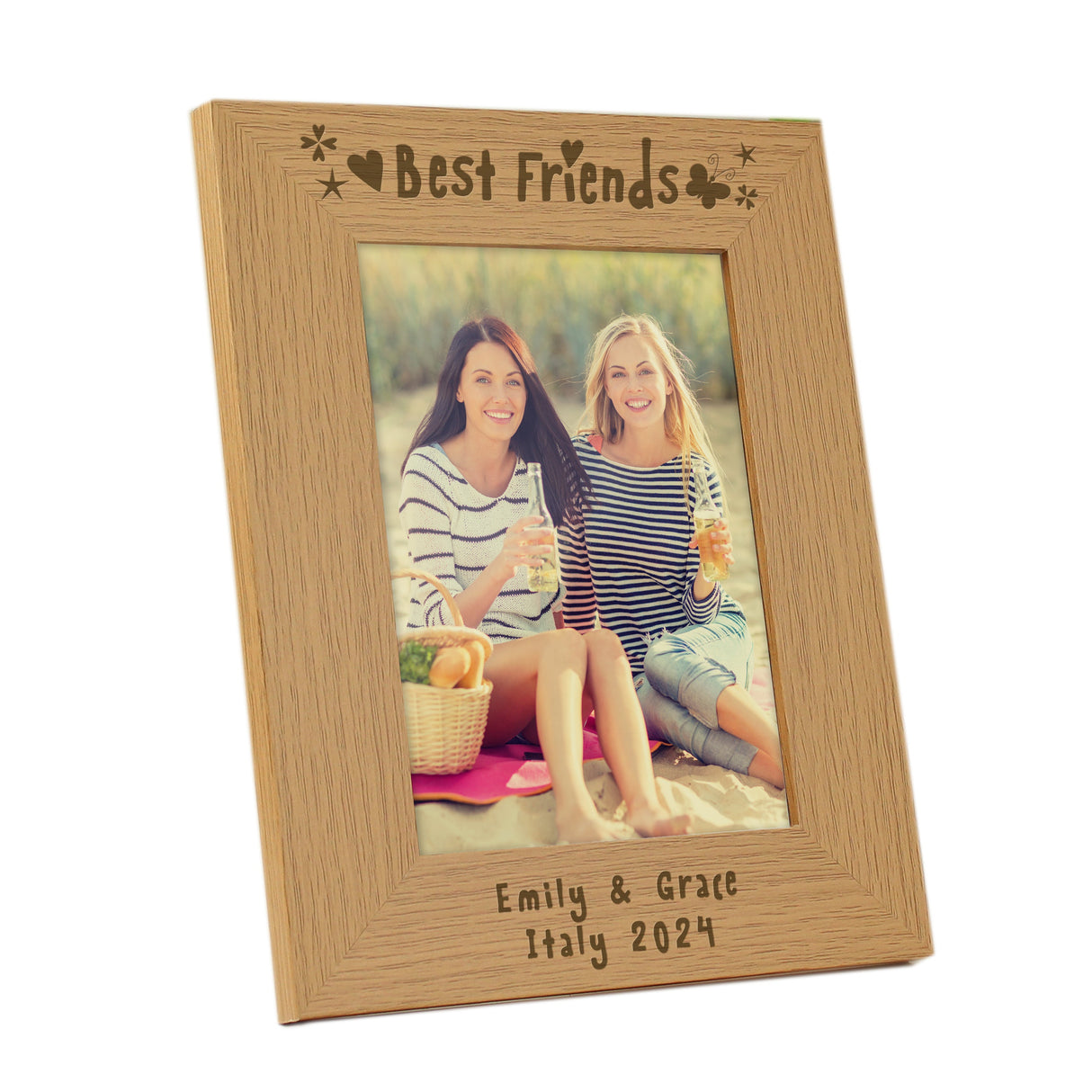 Personalised Best Friends 5x7 Oak Finish Photo Frame: 4 - Photo Frames By Gift Moments