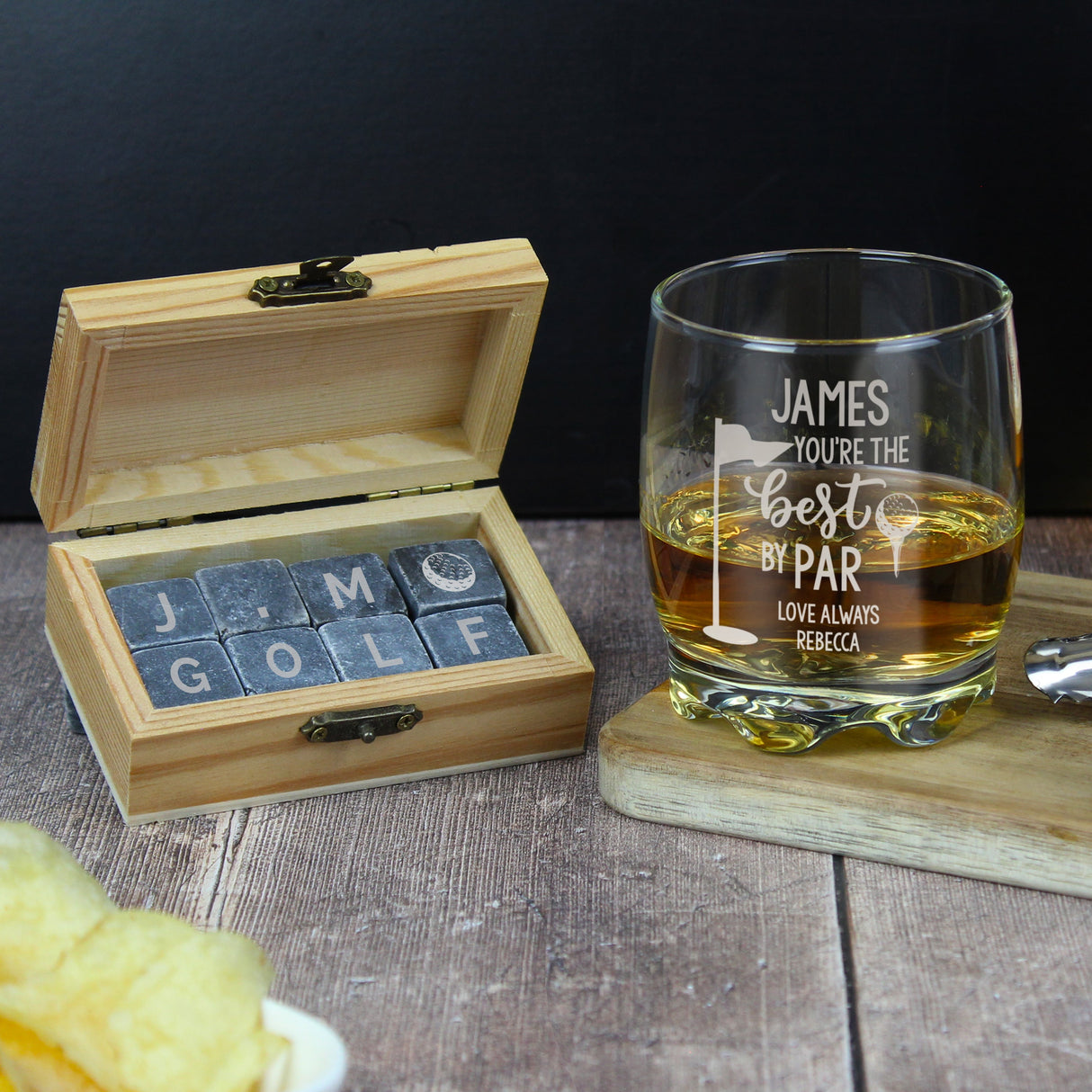 Personalised Best By Par Glass & Whisky Stones: 1 - Tumblers By Gift Moments