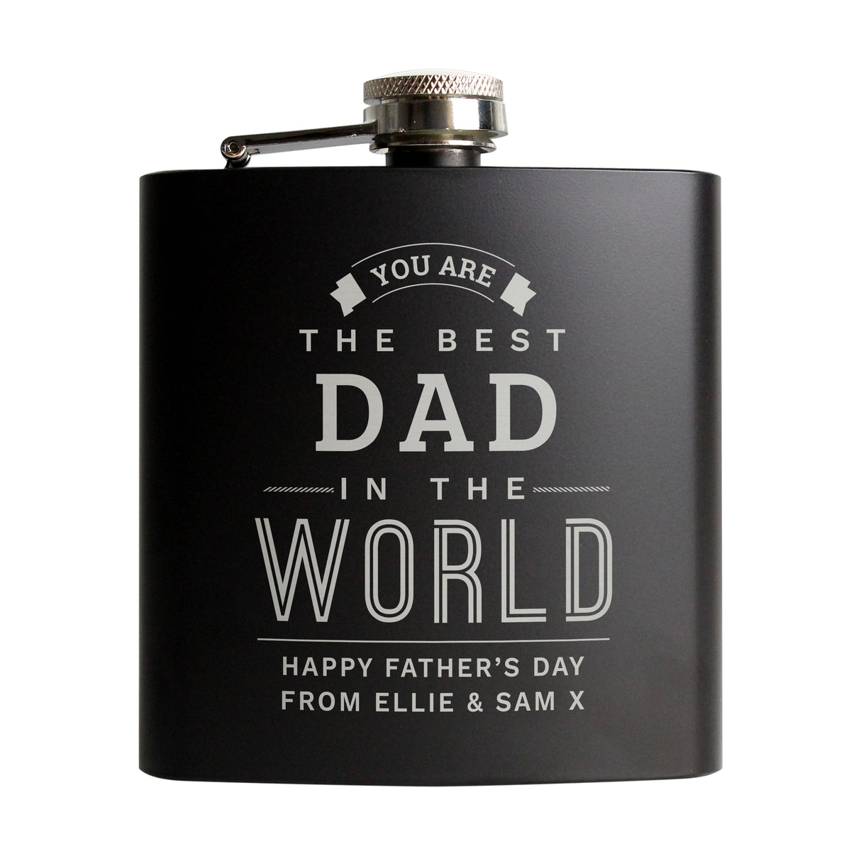 Personalised Best in The World Black Hip Flask: 5 - Hip Flasks By Gift Moments