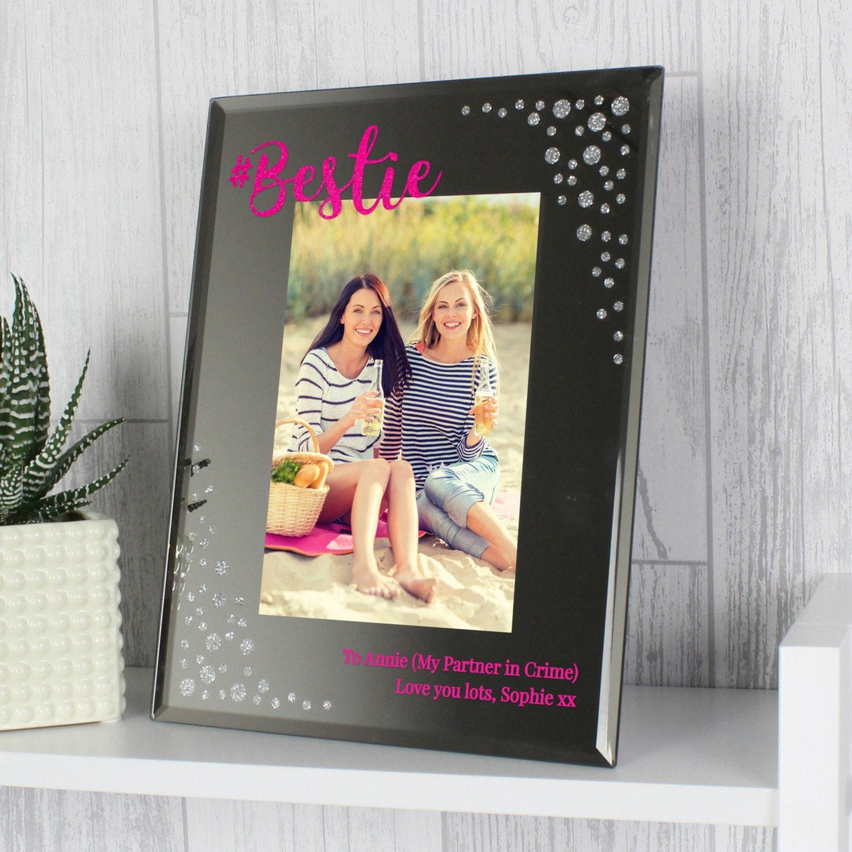 Personalised Bestie 6x4 Diamante Glass Photo Frame - Shop Photo Frames At Gift Moments - 1