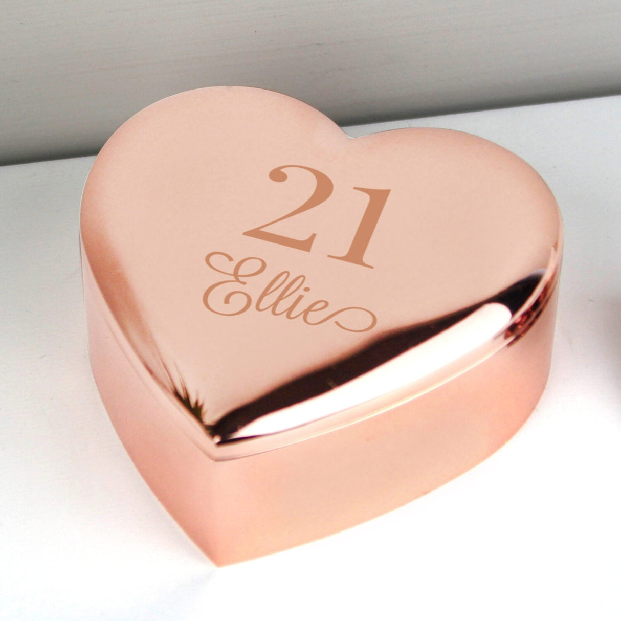 Personalised Big Age Rose Gold Heart Trinket Box: 3 - Trinket Boxes By Gift Moments