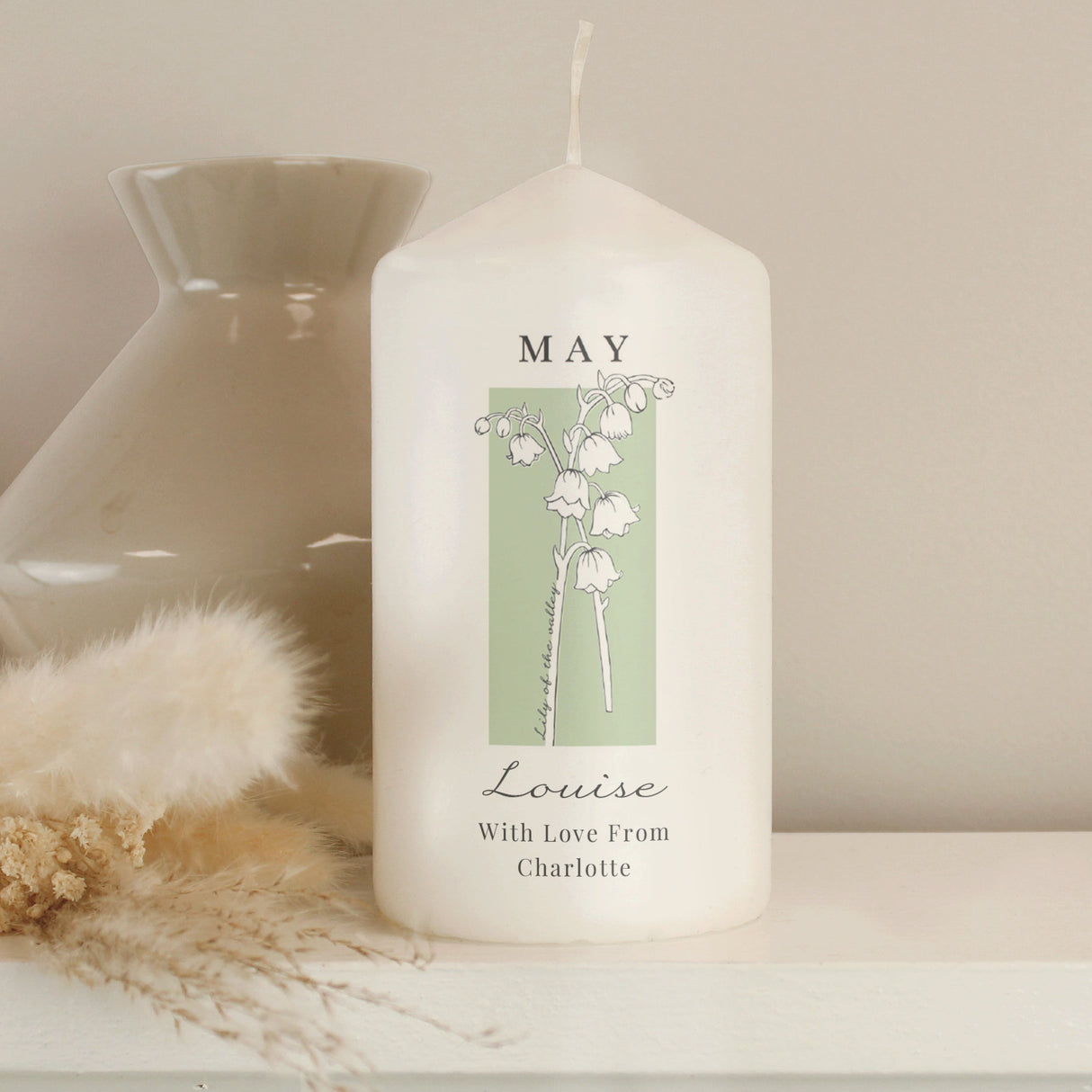 Personalised Birth Flower Pillar Candle: 6 - Candles By Gift Moments