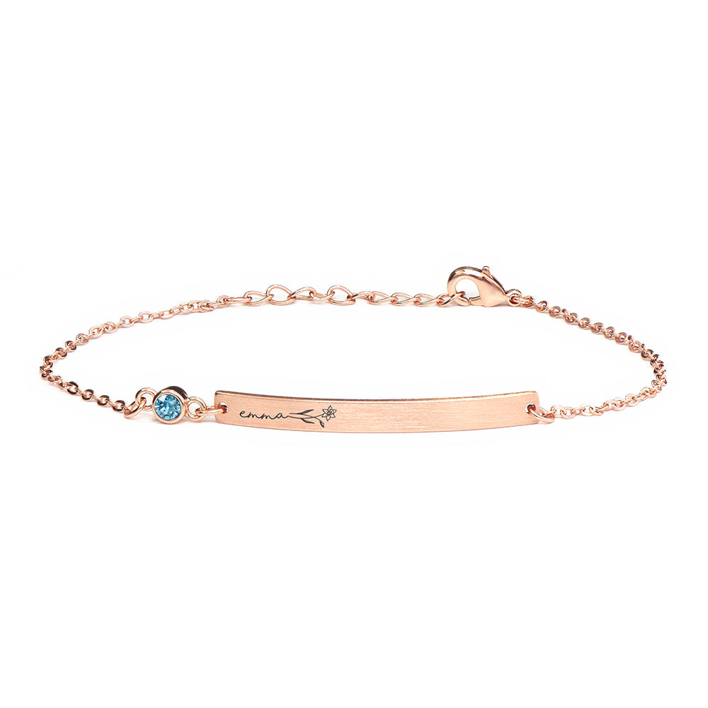 Personalised Birth Flower Swarovski Crystal Rose Gold Bracelets: 24 - Bracelets By Gift Moments