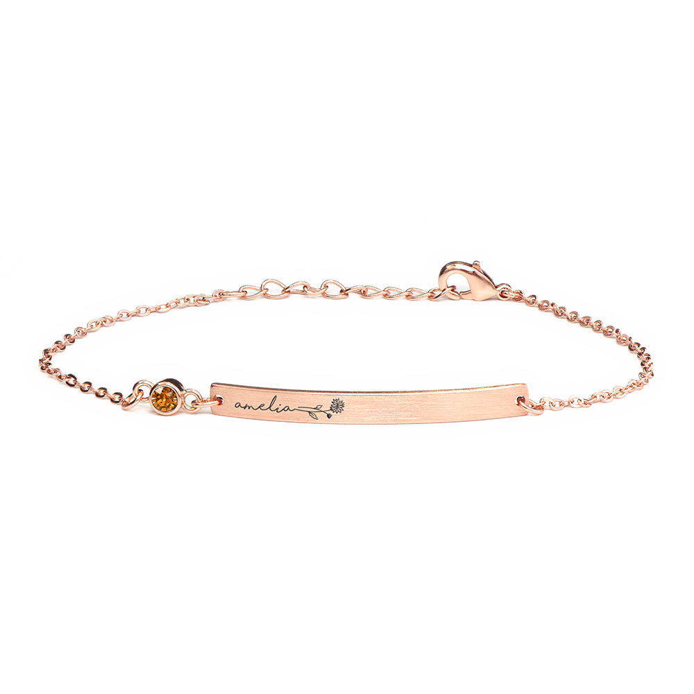Personalised Birth Flower Swarovski Crystal Rose Gold Bracelets: 23 - Bracelets By Gift Moments