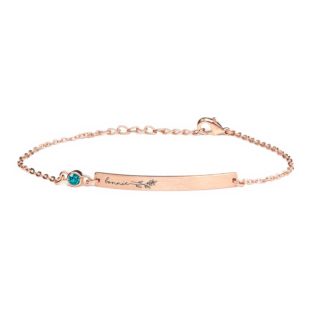 Personalised Birth Flower Swarovski Crystal Rose Gold Bracelets: 25 - Bracelets By Gift Moments
