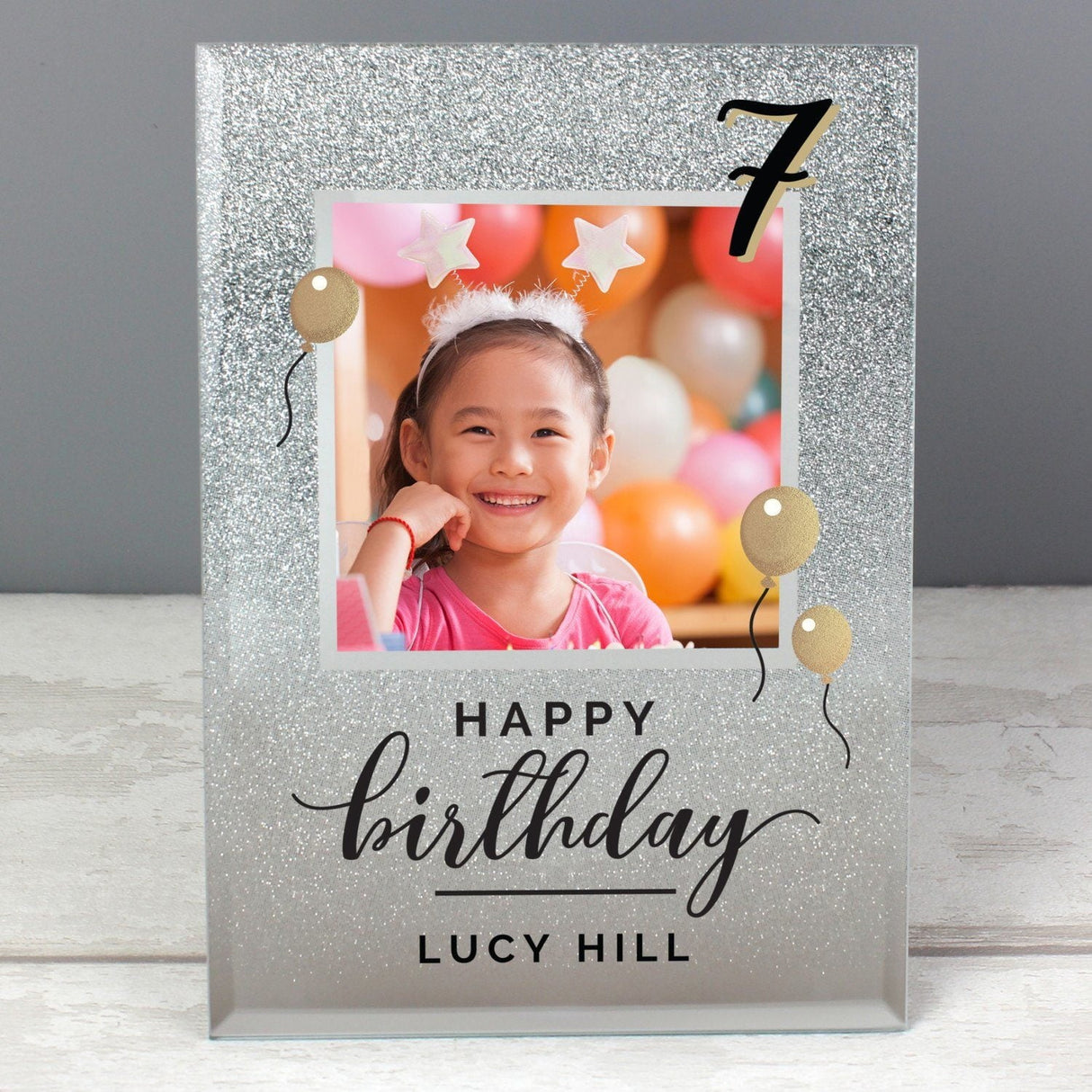 Personalised Birthday 4x4 Glitter Glass Photo Frame: 4 - Photo Frames By Gift Moments