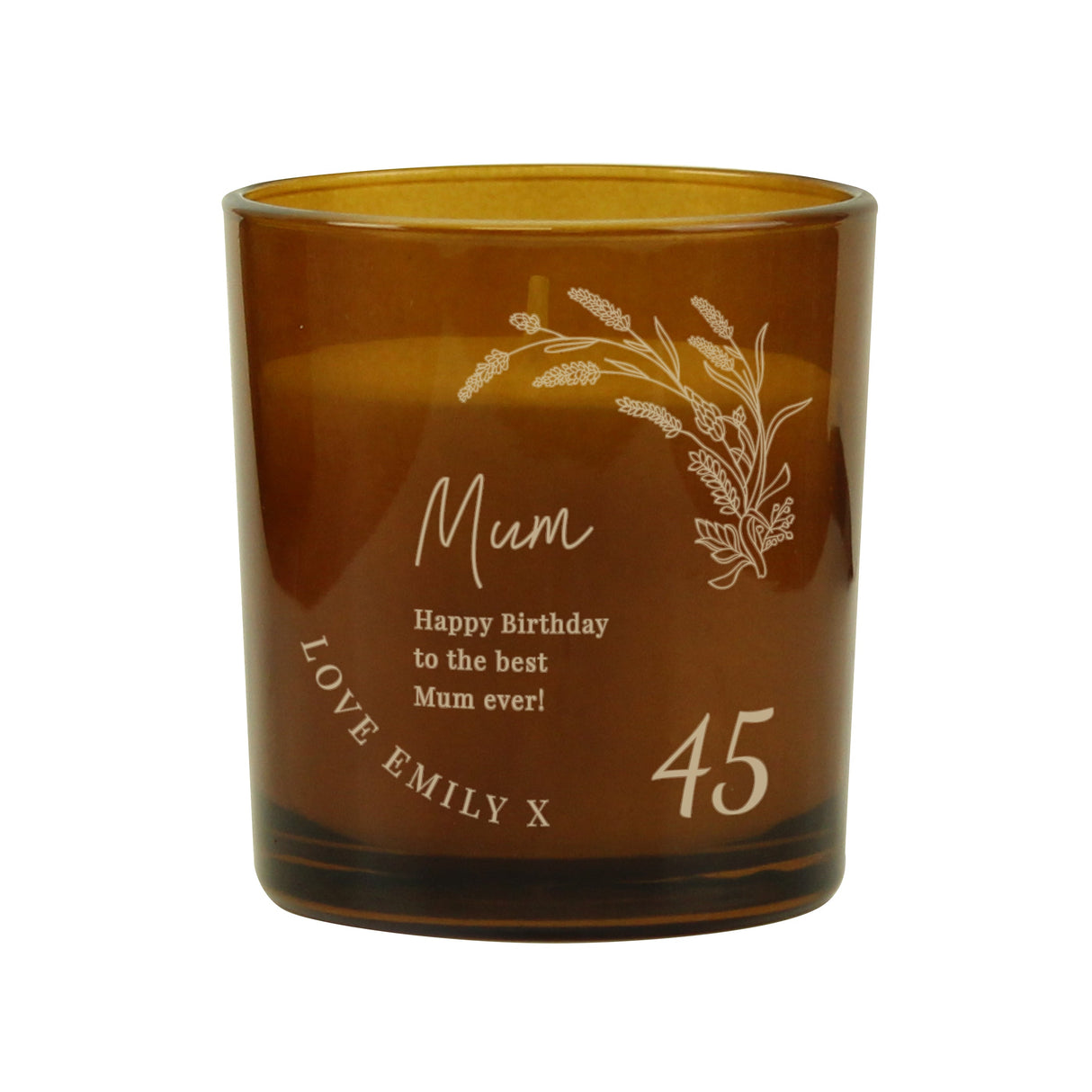 Personalised Birthday Amber Glass Candle: 5 - Candles By Gift Moments